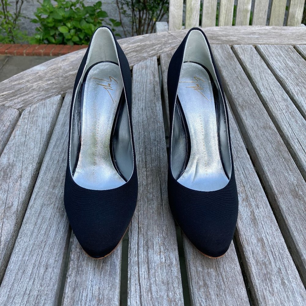 GIUSEPPE ZANOTTI Black Grosgrain Pumps with Multicolored Heels Size 36.5 - Picture 4 of 14